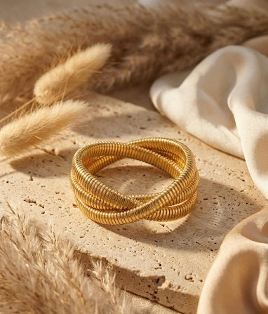 Bold Gold 3-Layer Bangle Bracelet