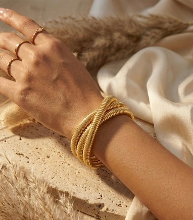 Bold Gold 3-Layer Bangle Bracelet