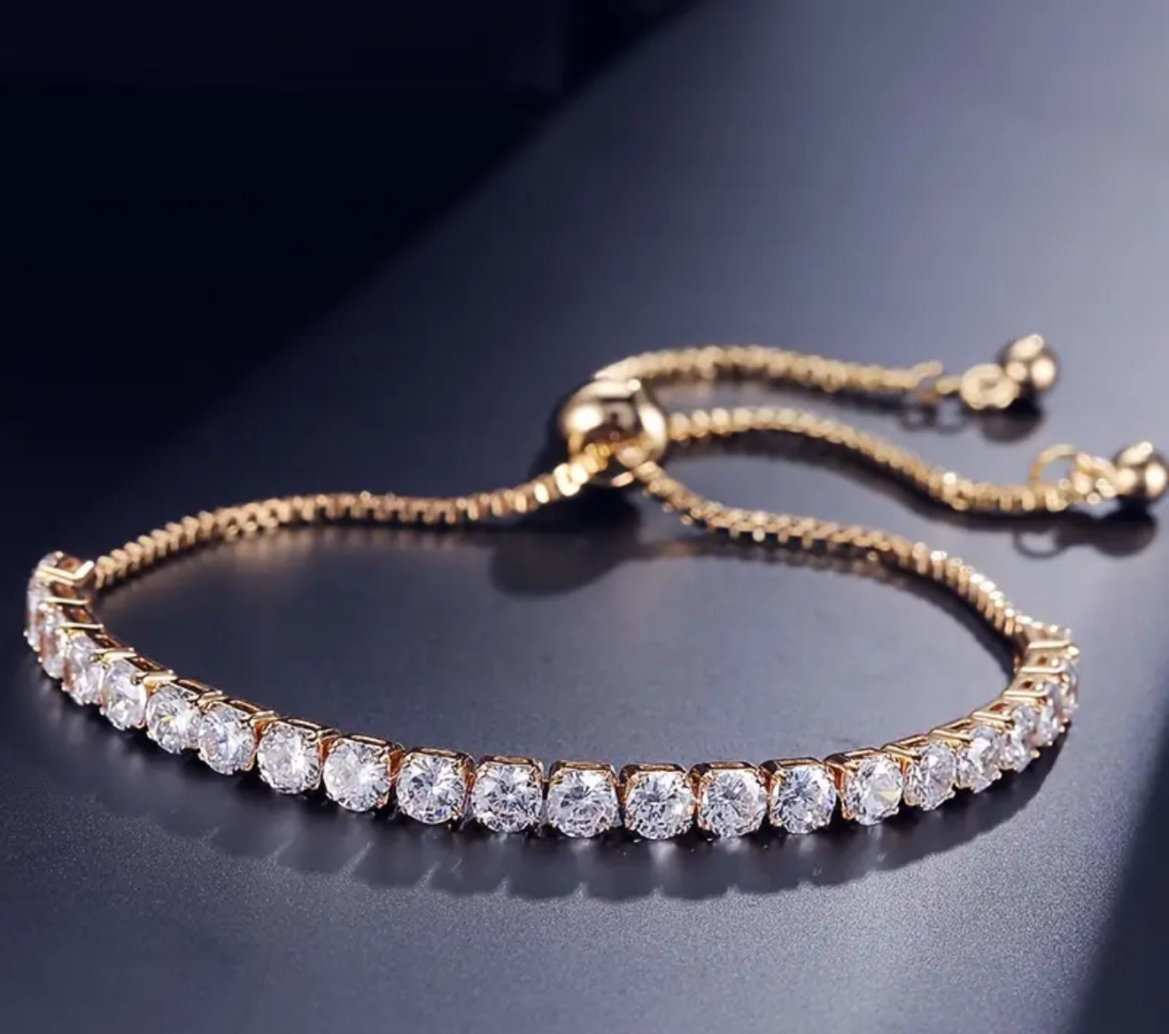 Adjustable Tennis Bracelet – Sparkling CZ Diamond Look