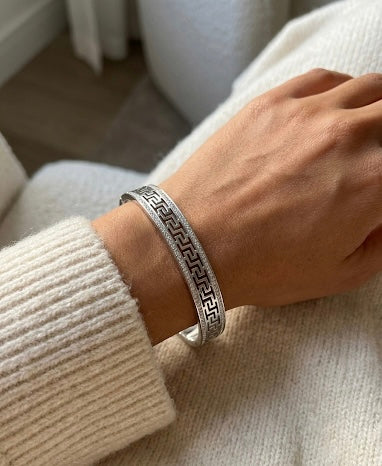 The Athena Bangle: Silver Greek Key Bracelet