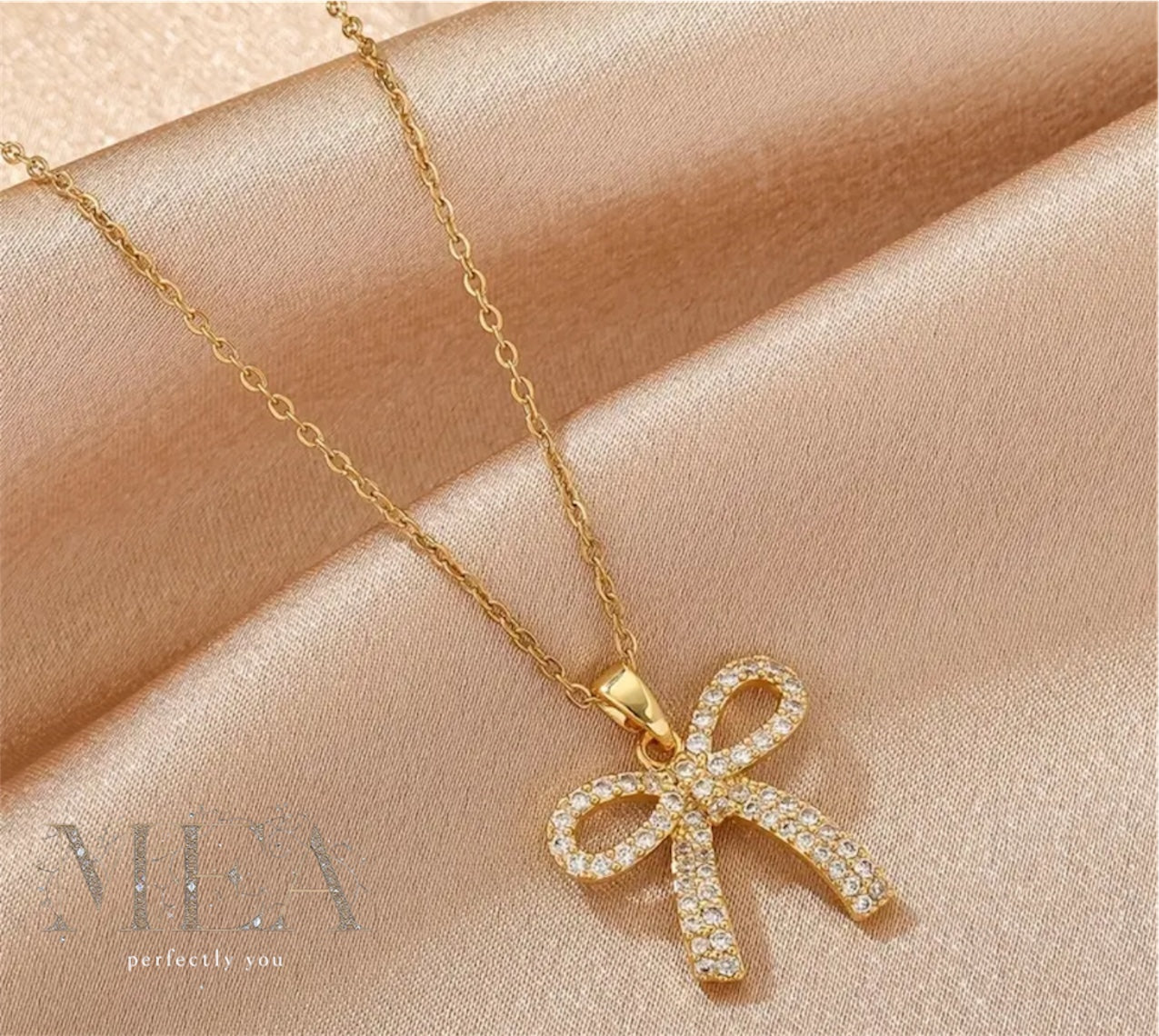 Golden Bow Pendant Necklace – MEA Jewelry