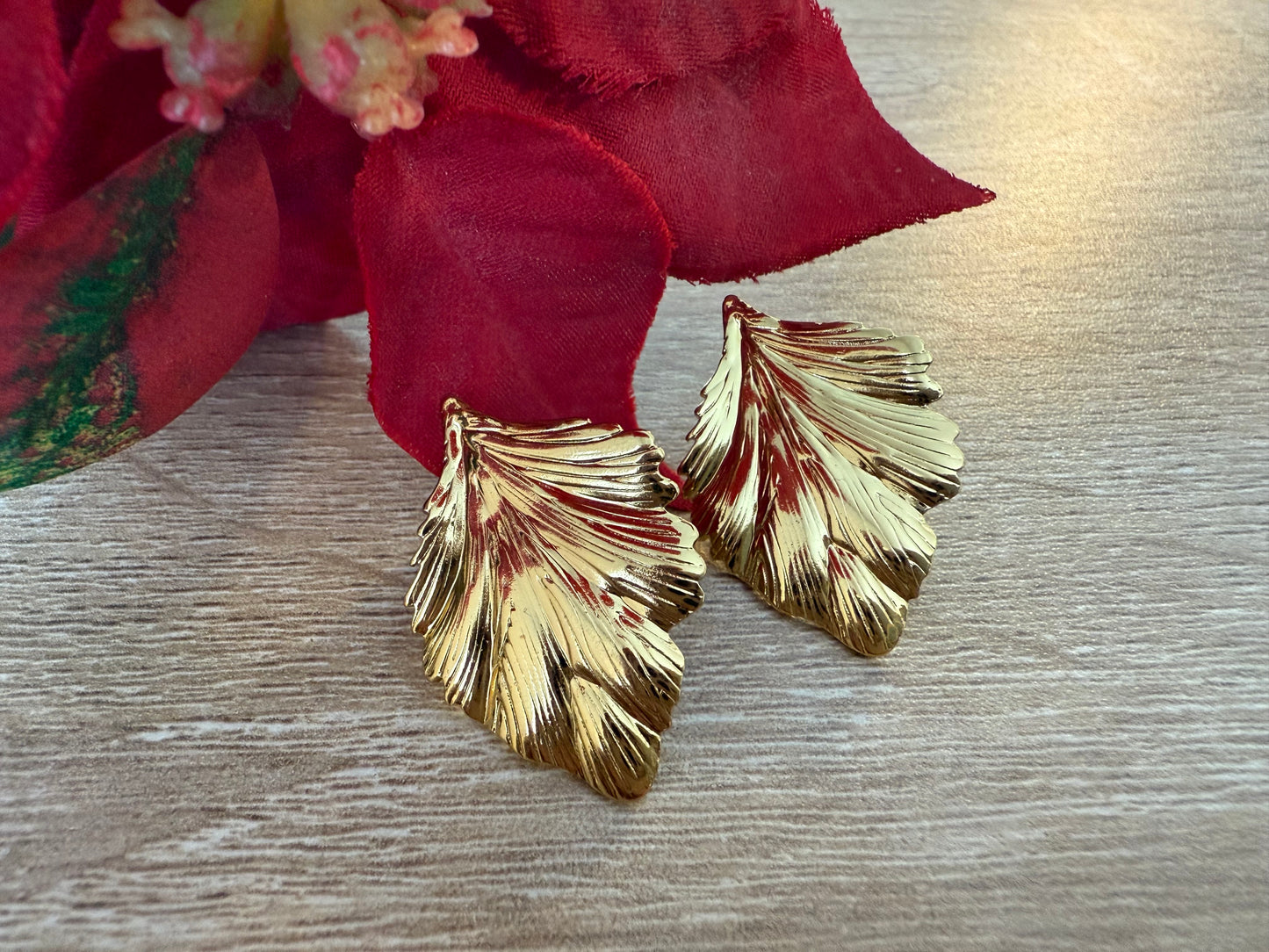 Golden Leaf Statement Earrings