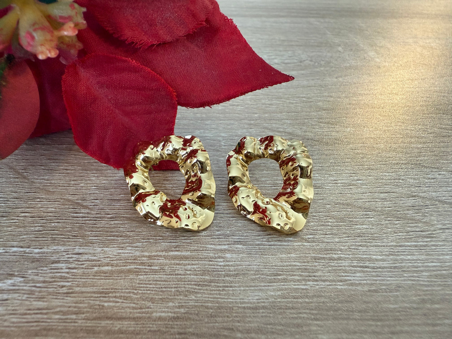 Abstract Gold Textured Statement Earrings
