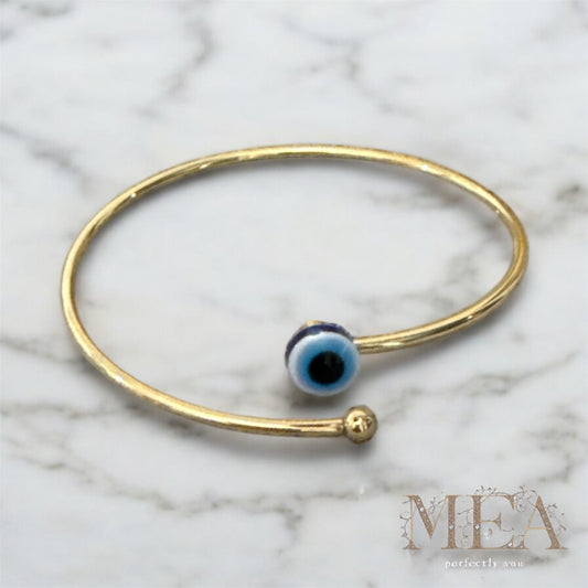 Elegant Gold Evil Eye Bangle Bracelet
