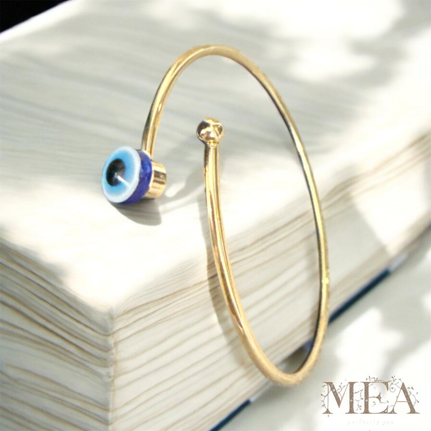 Elegant Gold Evil Eye Bangle Bracelet