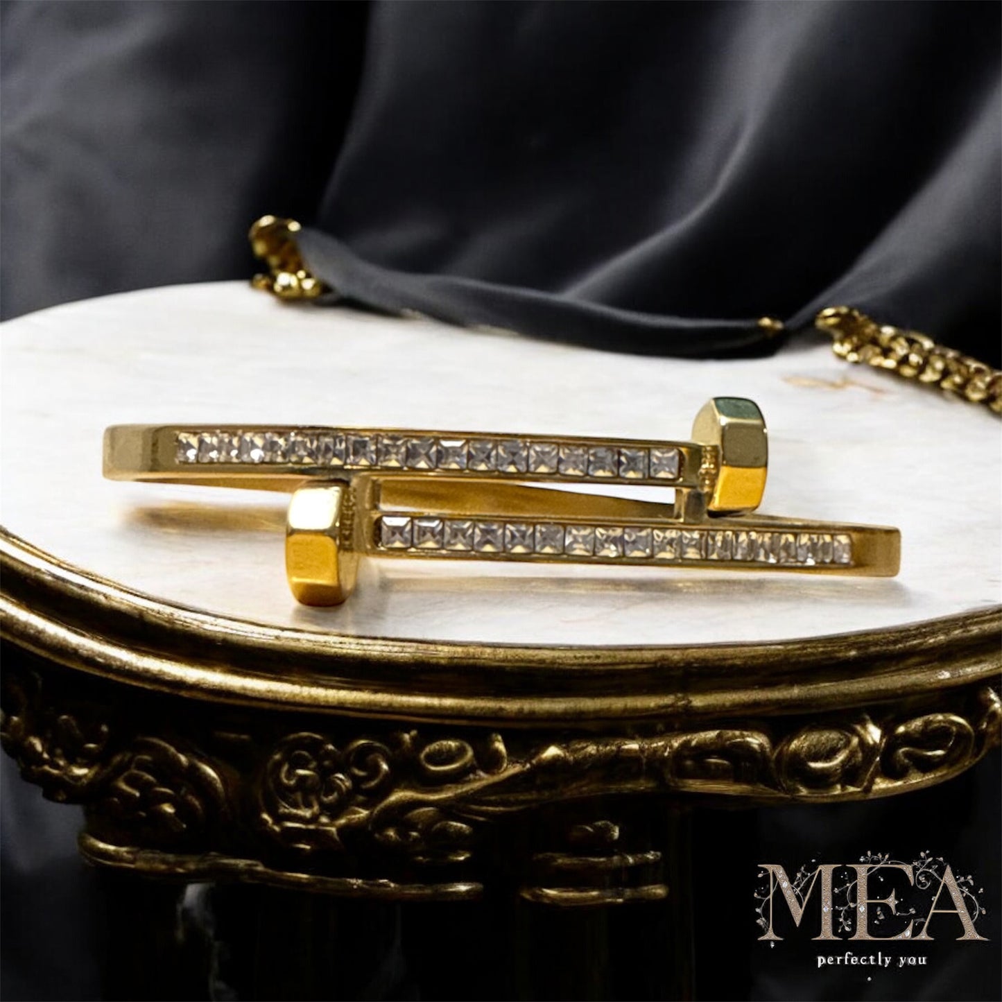 MEA Collection - Gold Gemstone Cuff Bracelet