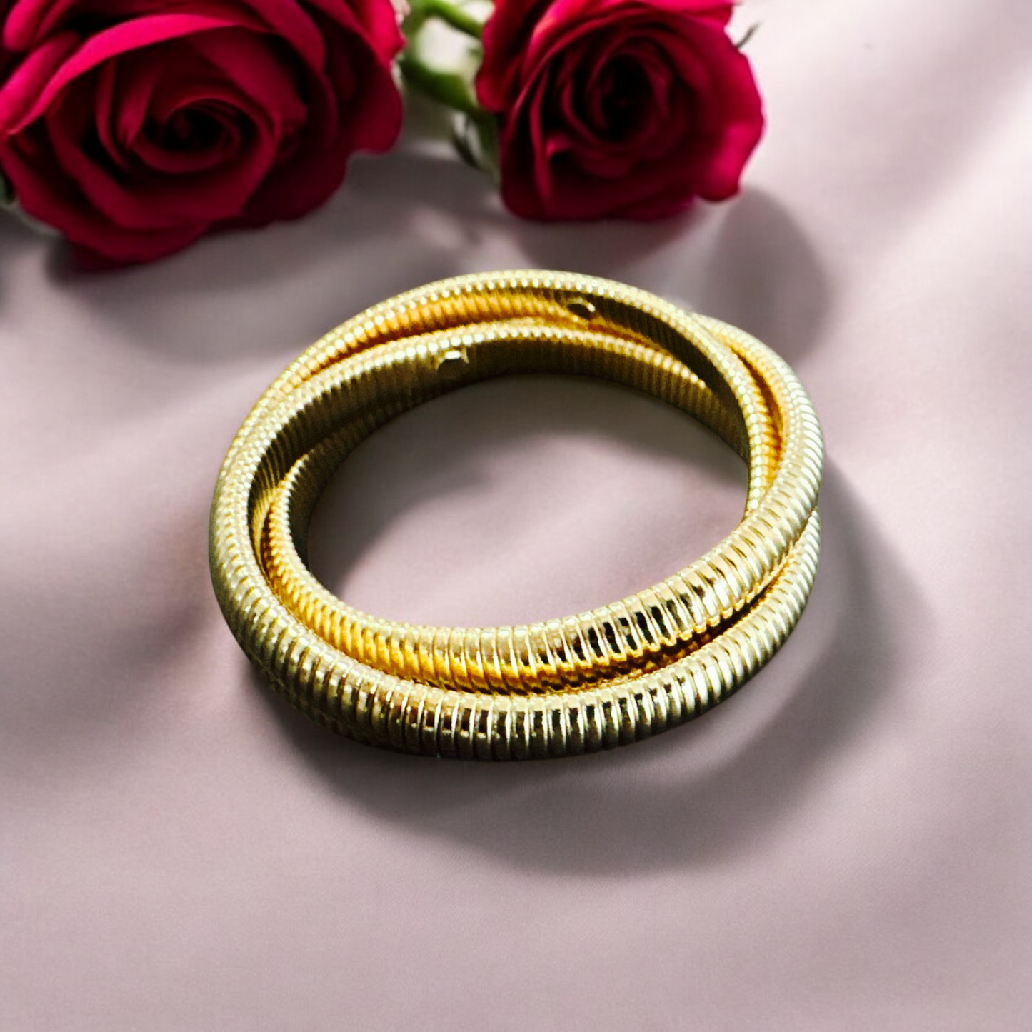 Bold Gold 3-Layer Bangle Bracelet