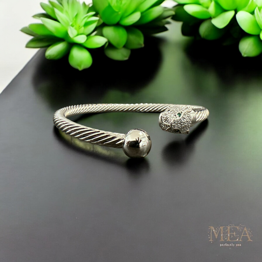 Elegant Silver Adjustable Panther Bracelet