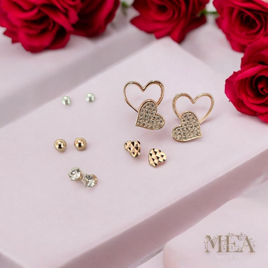 Versatile Set of 5 Pair Stud Earrings