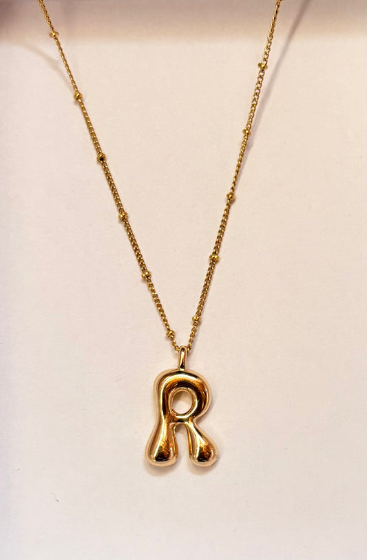 Gold Letter “R” Pendant Necklace – Personalized Initial Jewelry