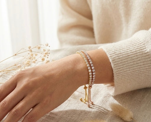 Adjustable Tennis Bracelet – Sparkling CZ Diamond Look