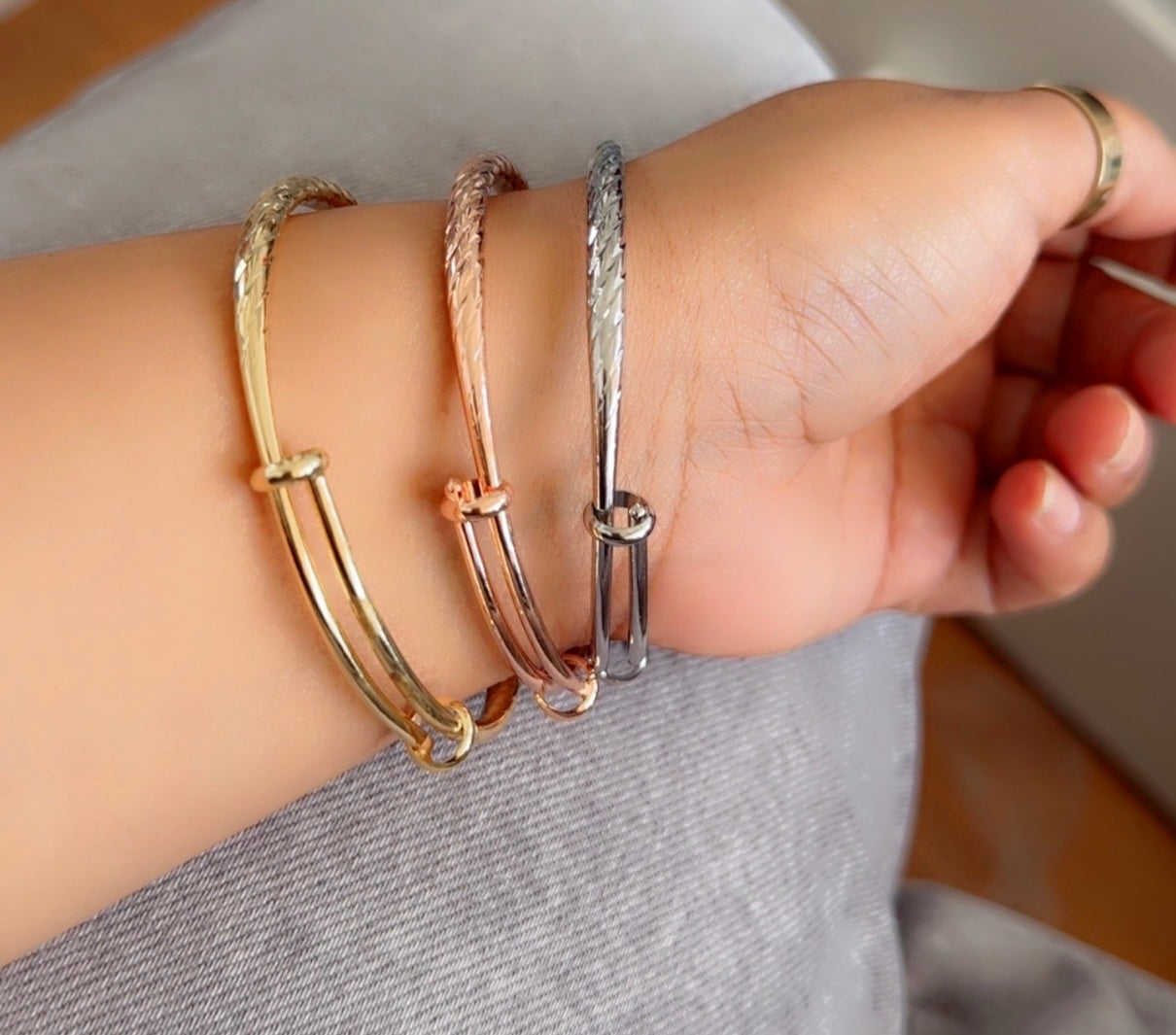 Trio-Tone Twisted Bangles Set