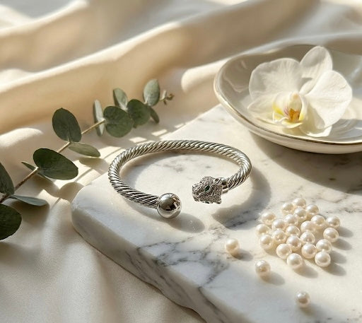 Elegant Silver Adjustable Panther Bracelet