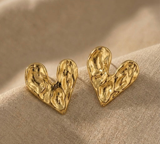 Molten Heart Stud Earrings