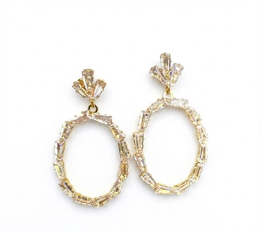 Elegant Oval Danglers with Stones