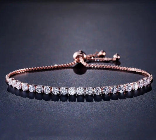 Adjustable Tennis Bracelet – Sparkling CZ Diamond Look