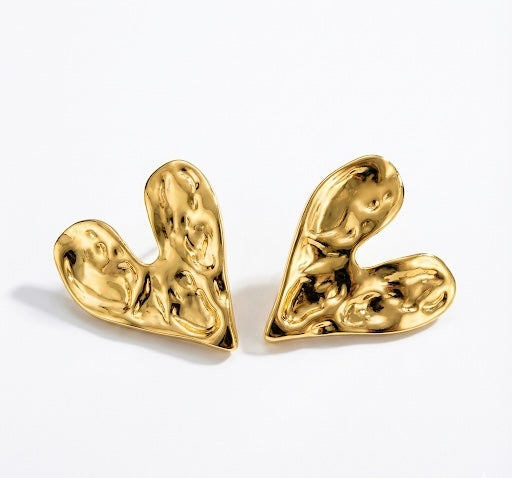 Molten Heart Stud Earrings