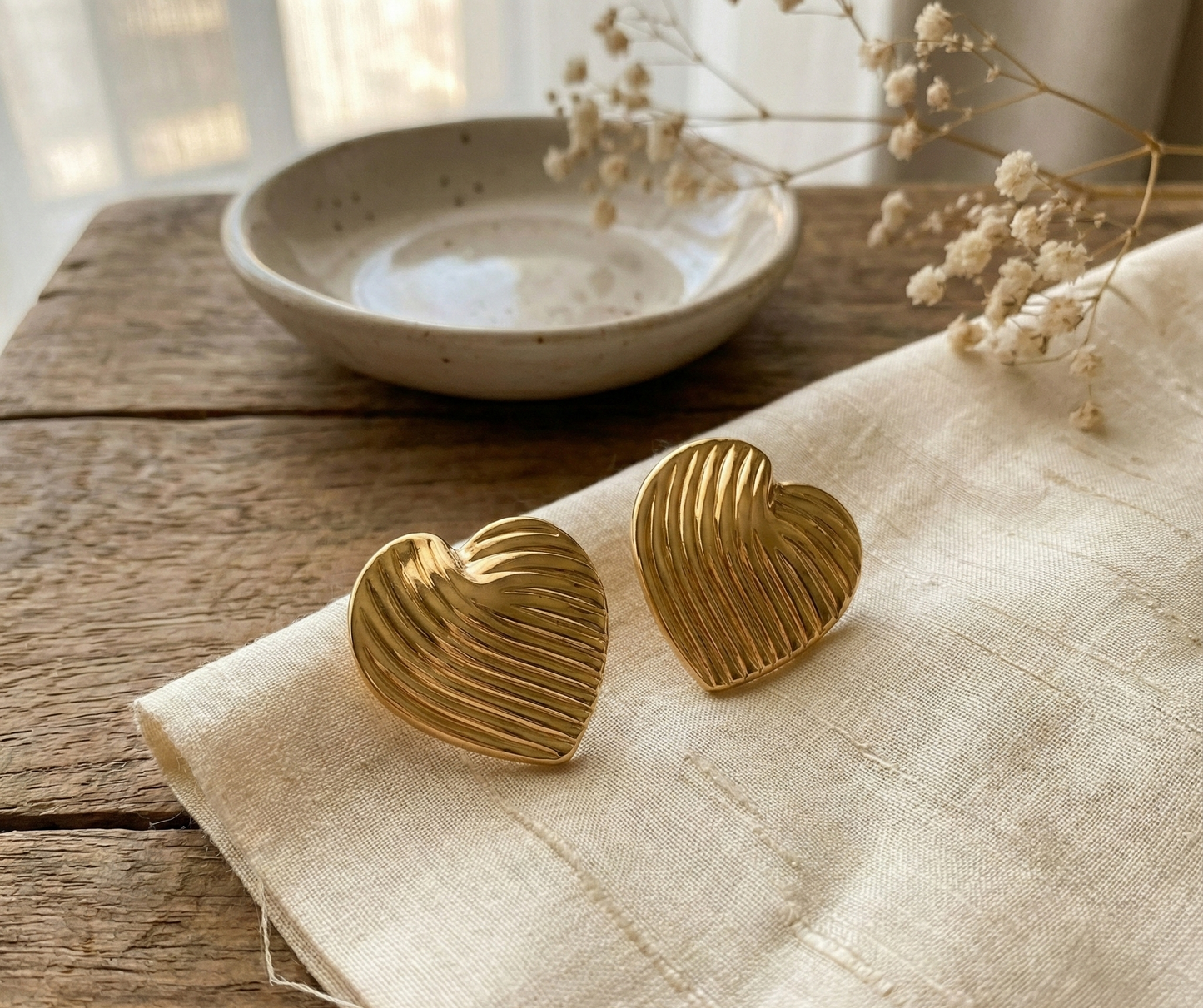 Aaral Textured Heart Stud Earrings