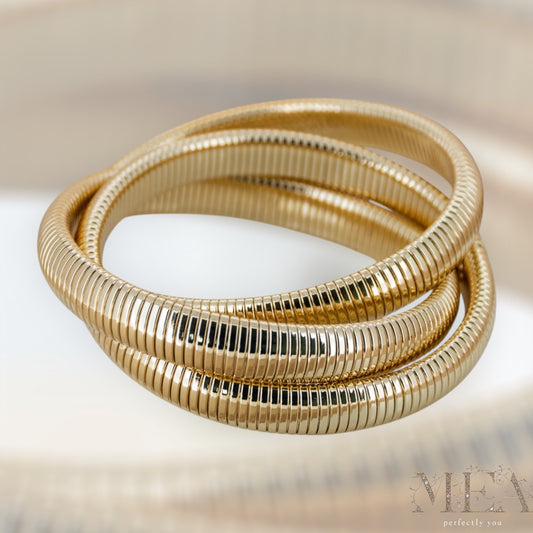 Bold Gold 3-Layer Bangle Bracelet