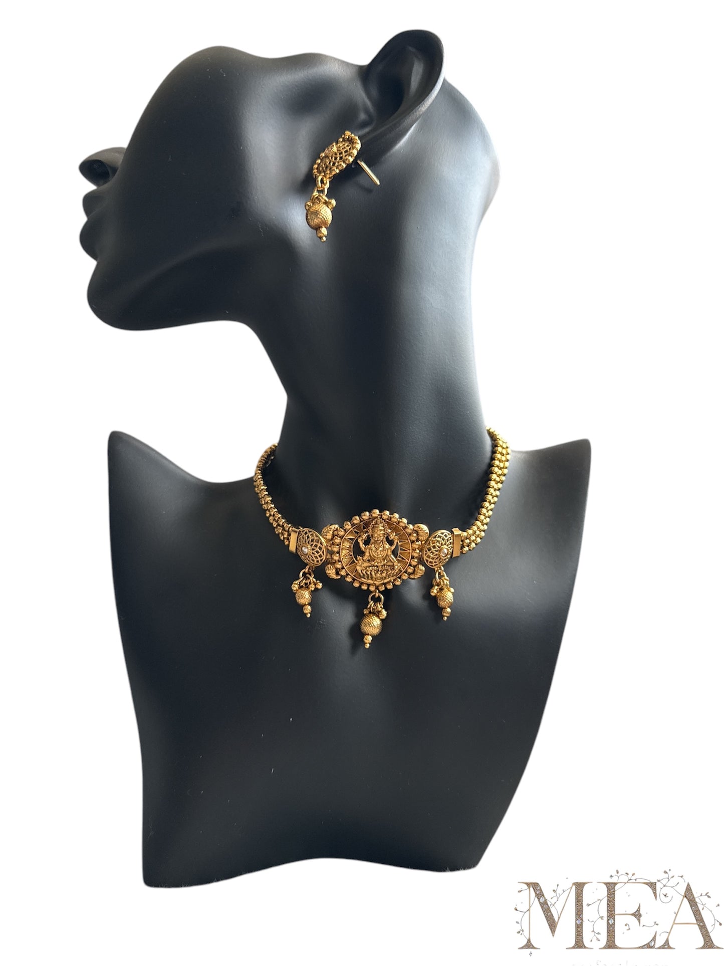 Traditional Temple Jewelry Set with Earrings