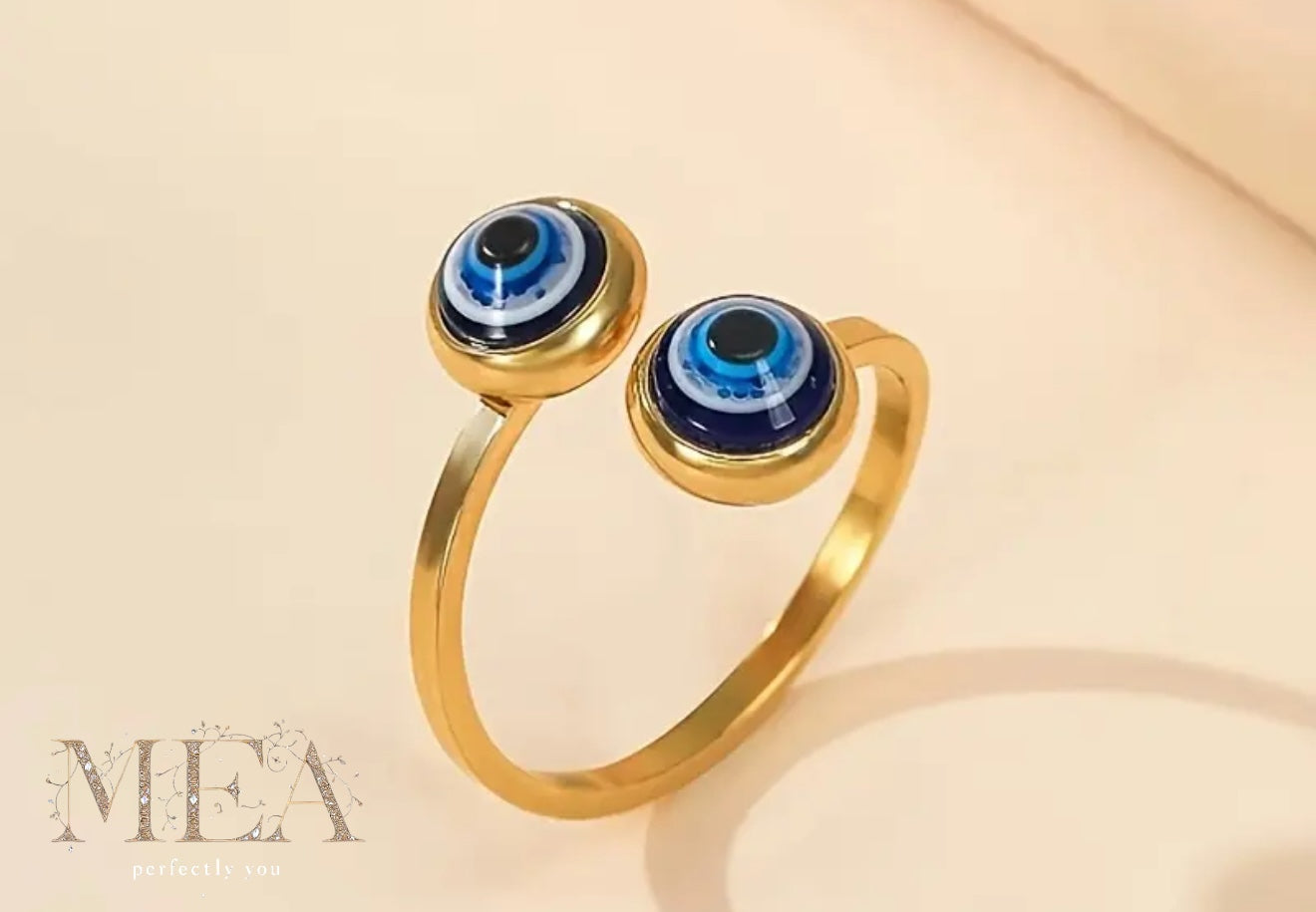 Double Evil Eye Adjustable Ring – Protection Meets Style