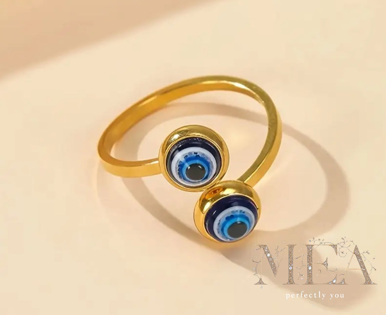 Double Evil Eye Adjustable Ring – Protection Meets Style