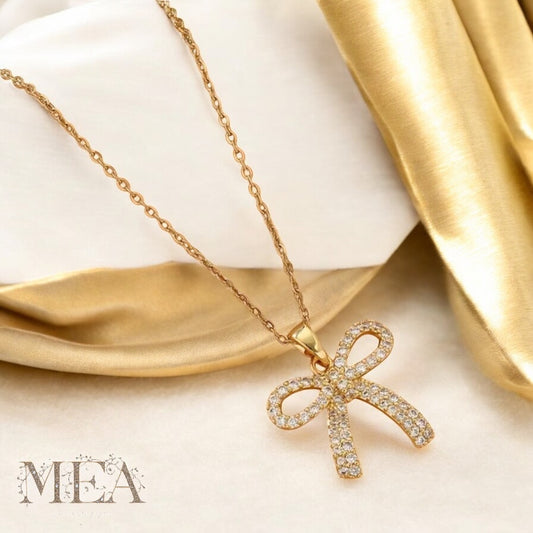 Golden Bow Pendant Necklace – MEA Jewelry