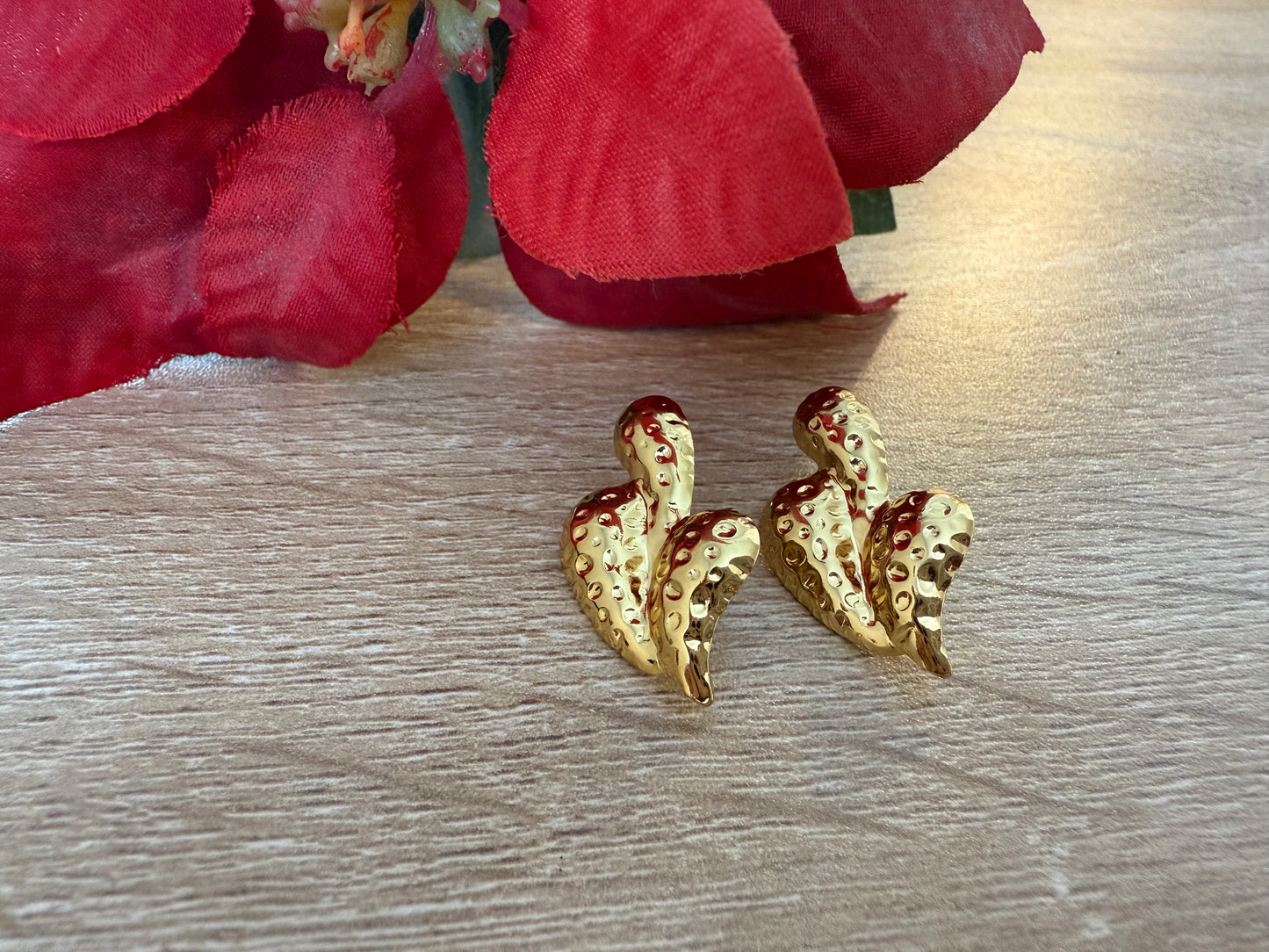 Golden Leaf Textured Statement Earring
