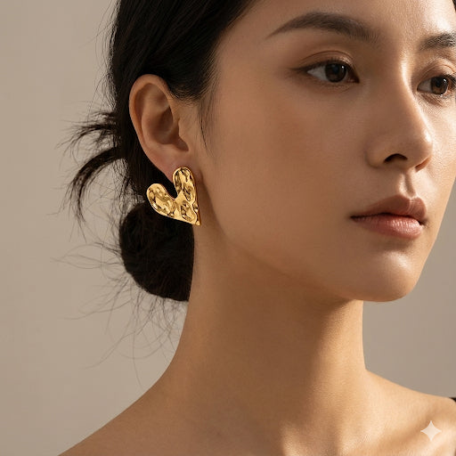 Molten Heart Stud Earrings