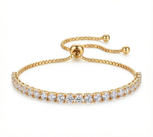Adjustable Tennis Bracelet – Sparkling CZ Diamond Look