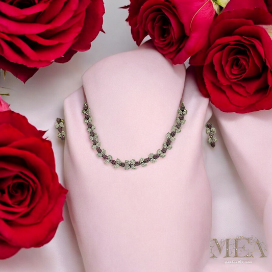 Exquisite Floral Necklace and Earring Set