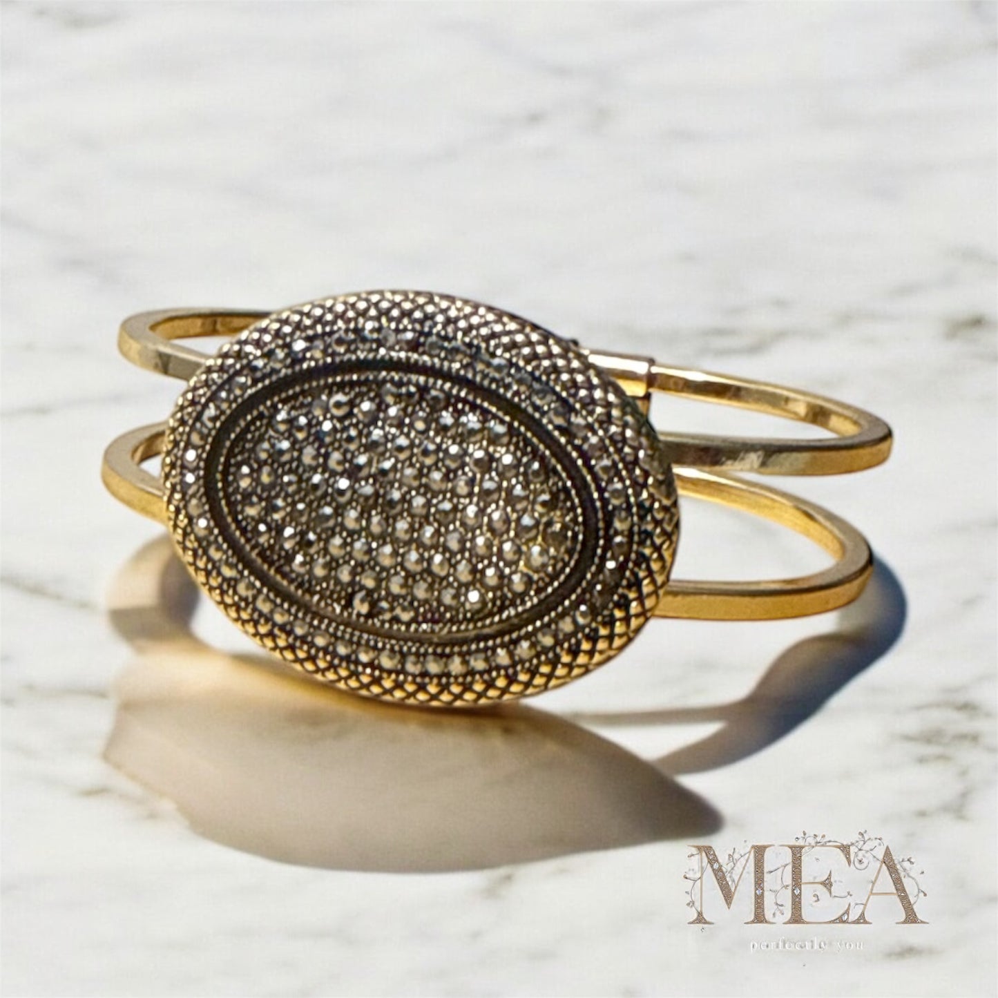 MEA Collection - Oval Gemstone Cuff Bracelet