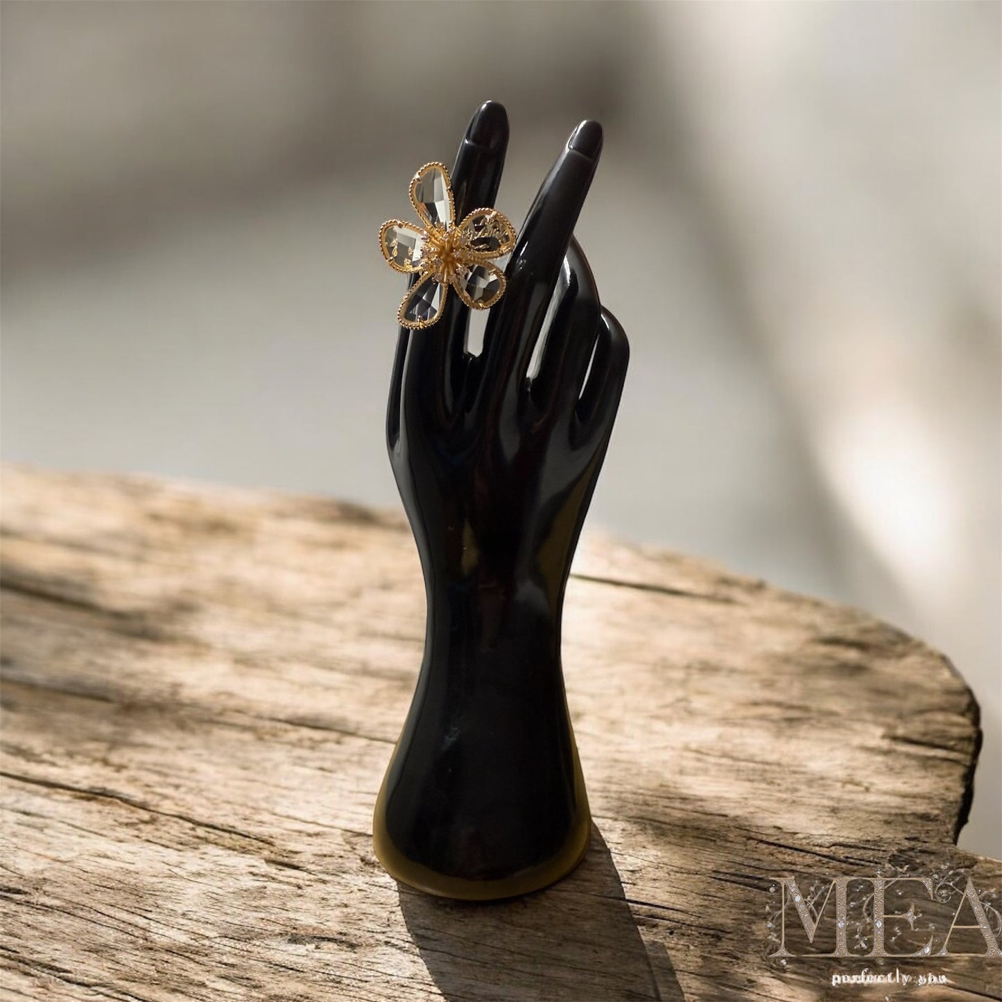MEA Collection - Gold Flower Radiance Gemstone Ring