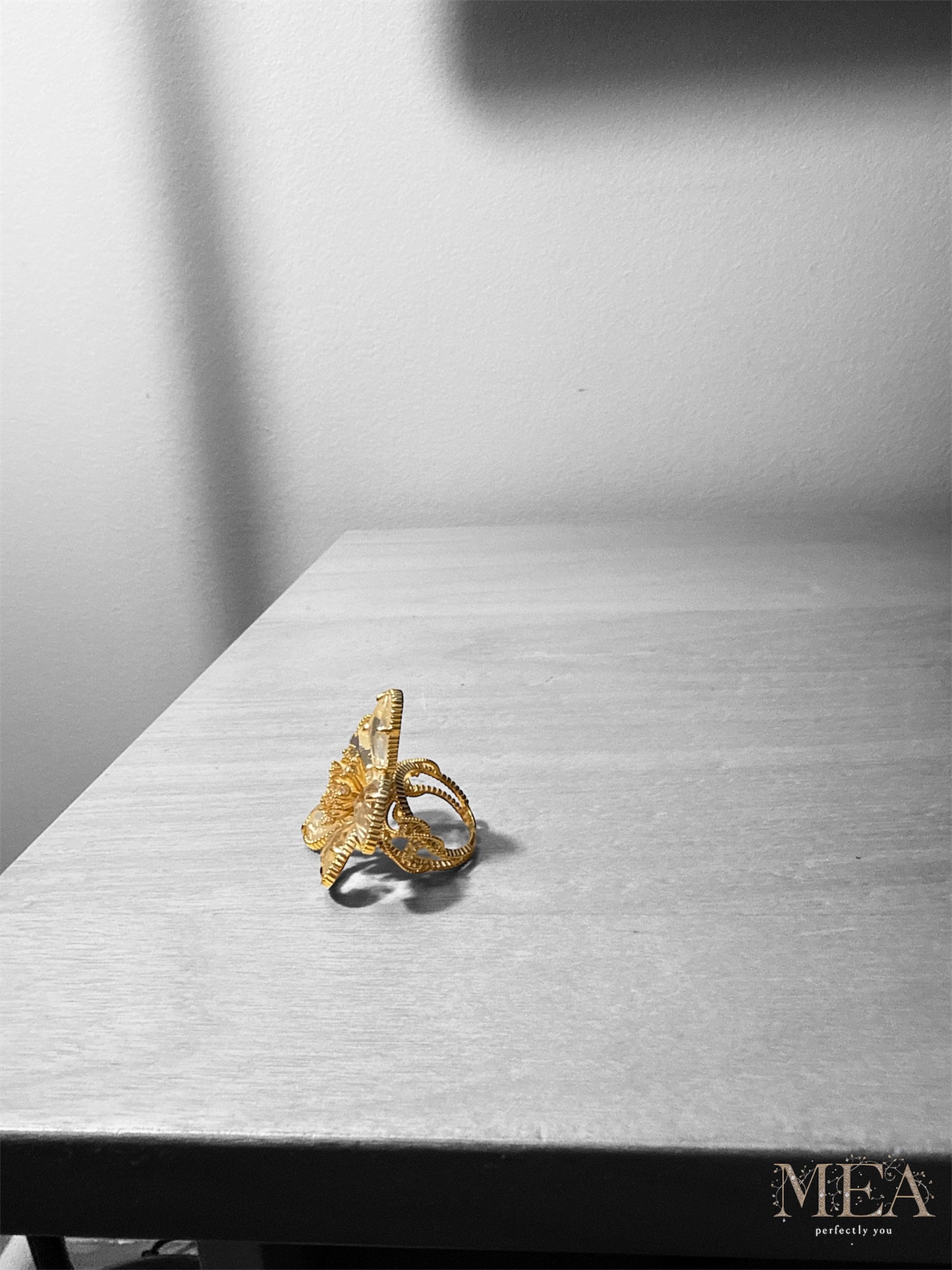MEA Collection - Gold Flower Radiance Gemstone Ring