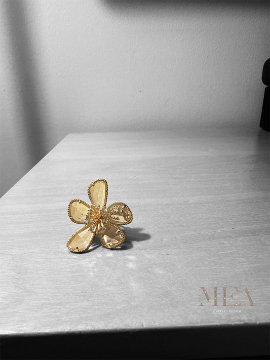 MEA Collection - Gold Flower Radiance Gemstone Ring