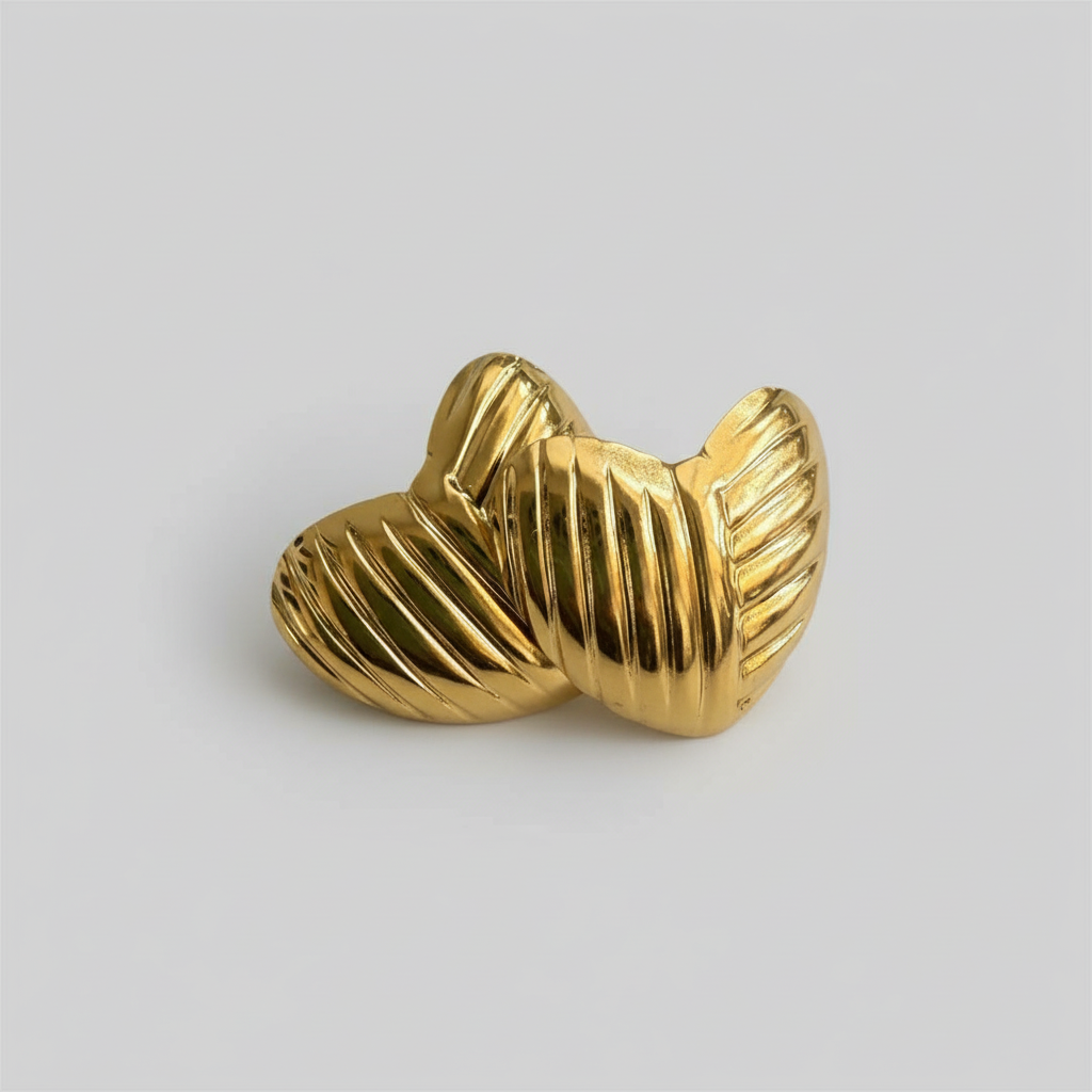 Ridge Heart Stud Earrings